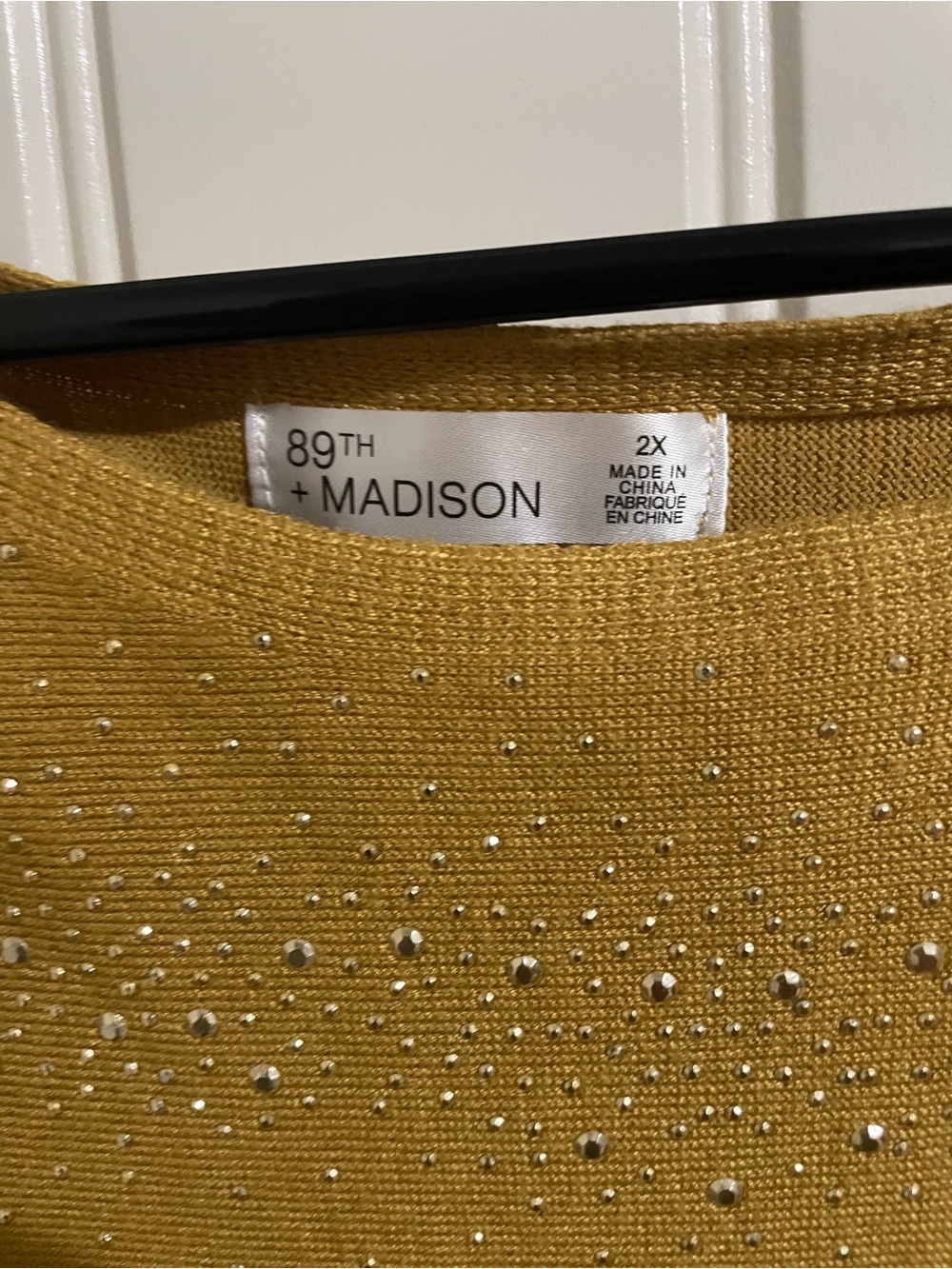89th & Madison Mustard Studded Knit Sweater - Picture 2 of 8